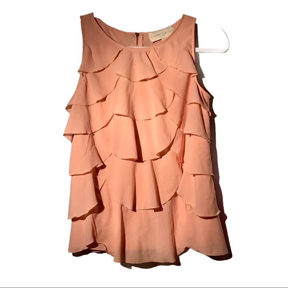 Cooper & Ella Pink Sleeves Ruffled Top